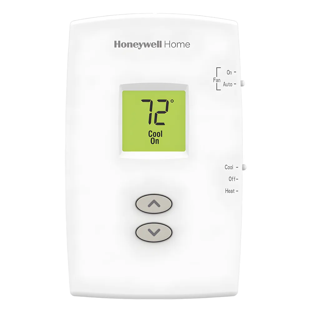 Termostato no programable vertical de 1 etapa calor/frío para sistemas convencionales (gas, aceite, eléctrico) y calefacción por agua caliente, vapor o 750 mV, serie Pro 1000