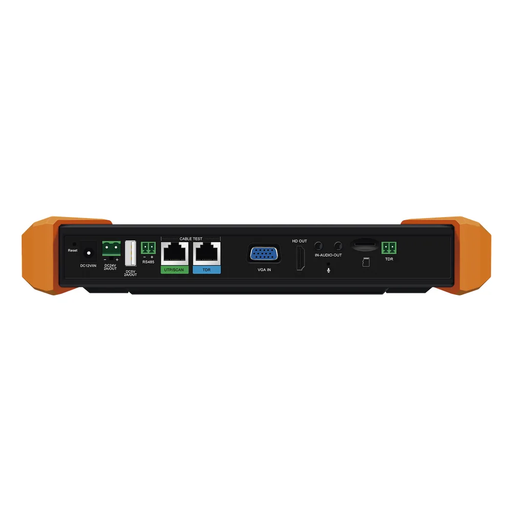 Tester Profesional Multifunción | Pantalla Táctil 7" | Láser Integrado | Cámara Integrada | Prueba IP/HD Coaxial | 4K/8K | H.265/H.265 | ONVIF | WiFi | Analizador de Cable | Medidor de Potencia Óptica y Red | TDR | – vista 2