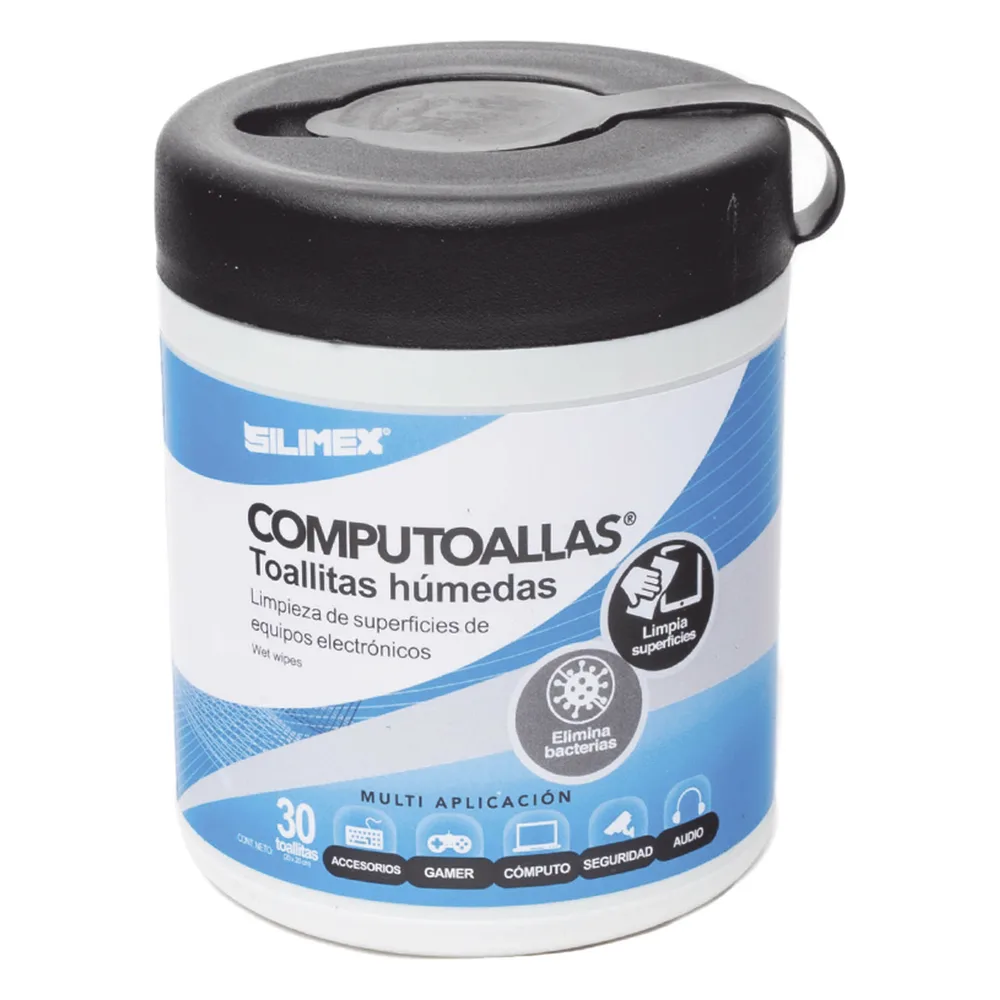 Toallas húmedas antibacteriales, para limpieza de gabinetes, equipos de cómputo, audio, vídeo y telefonía, 30 piezas – vista 2