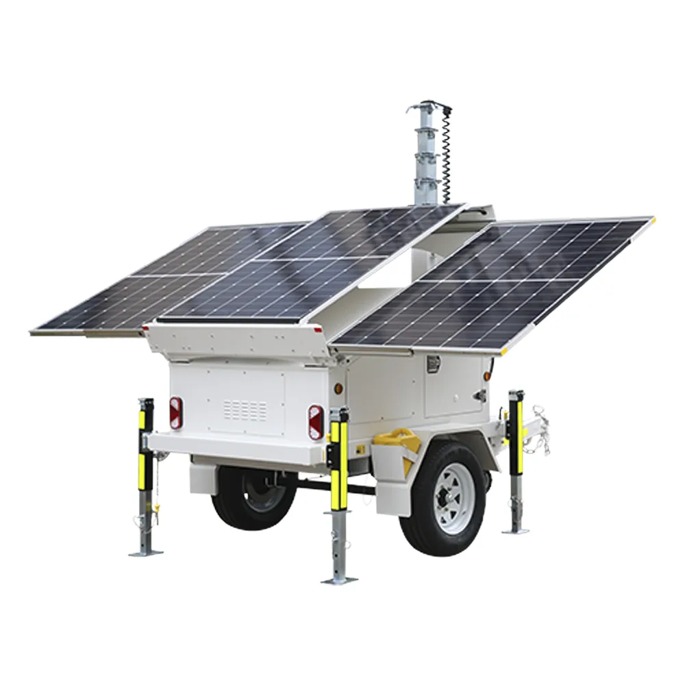 Traila / Remolque con Mástil Retráctil de 7.5 m. para Videovigilancia o Iluminación, con Bases para Instalar Paneles Solares y Baterías (No incluidos) – vista 3