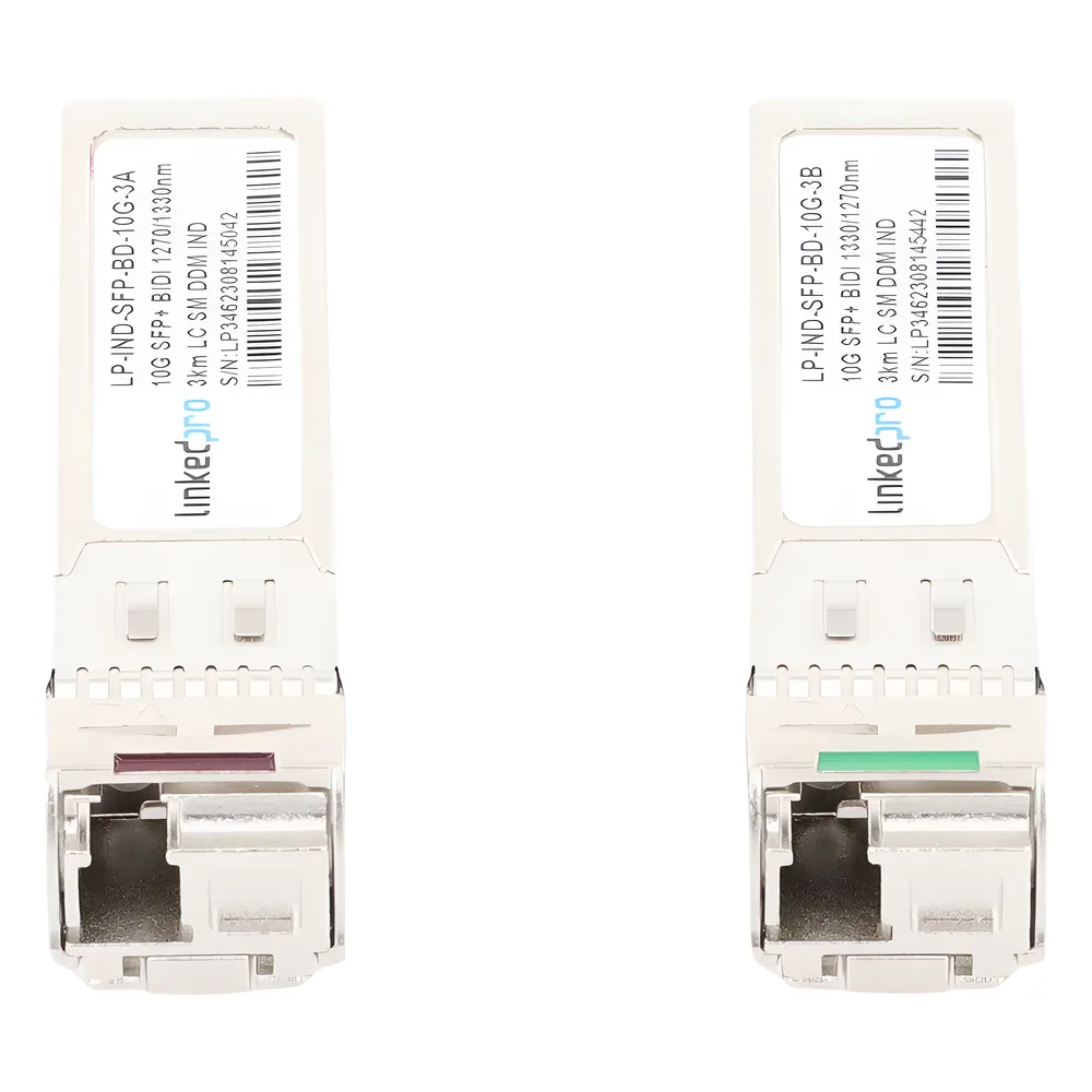 Transceptores Ópticos Industriales Bidireccionales SFP+ (Mini-Gbic) / Monomodo 1270 & 1330 nm / 10 Gbps / 10GBASE / Conector LC/UPC Simplex / DDM / Hasta 3 km / 2 Piezas – vista 4