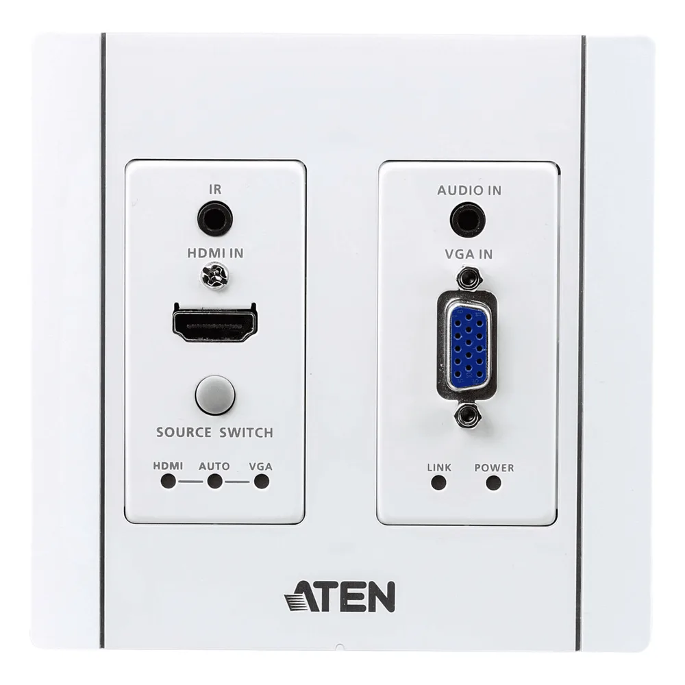 Transmisor HDBaseT | HDMI y VGA | Placa de Pared US / PoH (4K a 100 m) | (HDBaseT Class A) (PoH PD)