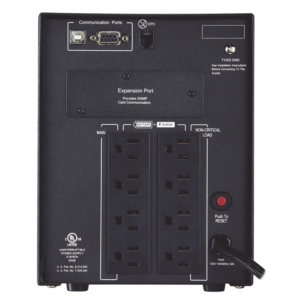 UPS de 1500 VA/1500 W, Topología Línea Interactiva, Entrada 120 Vca NEMA 5-15P, Onda Senoidal Pura, Mini Torre, Con 8 Tomas NEMA 5-15R – vista 2
