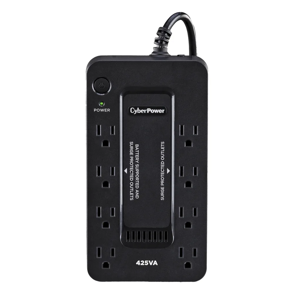 UPS de 425 VA/255 W, Topología Standby, Entrada 120 Vca NEMA 5-15P, Tipo Gabinete Compacto, Con 8 Tomas NEMA 5-15R