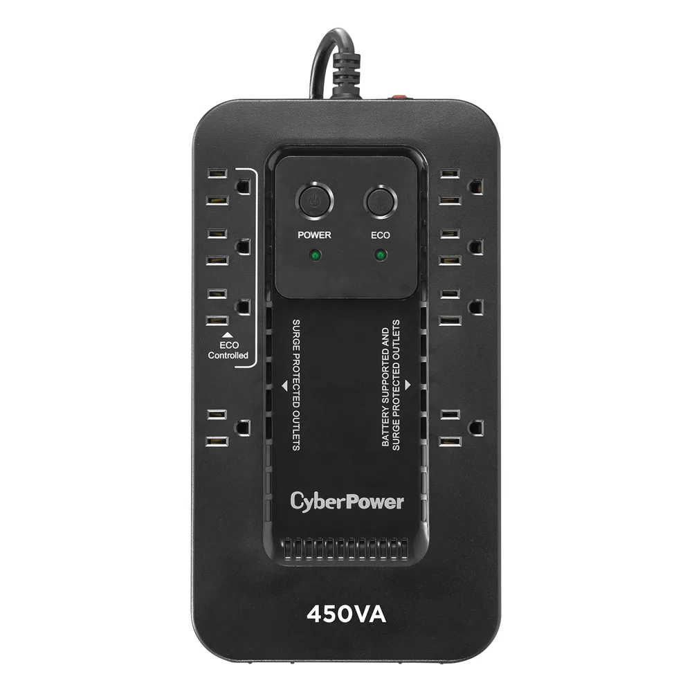 UPS de 450 VA/260 W, Topología Standby con Modo Ahorrador ECO, Entrada 120 Vca NEMA 5-15P, Con 8 Tomas NEMA 5-15R