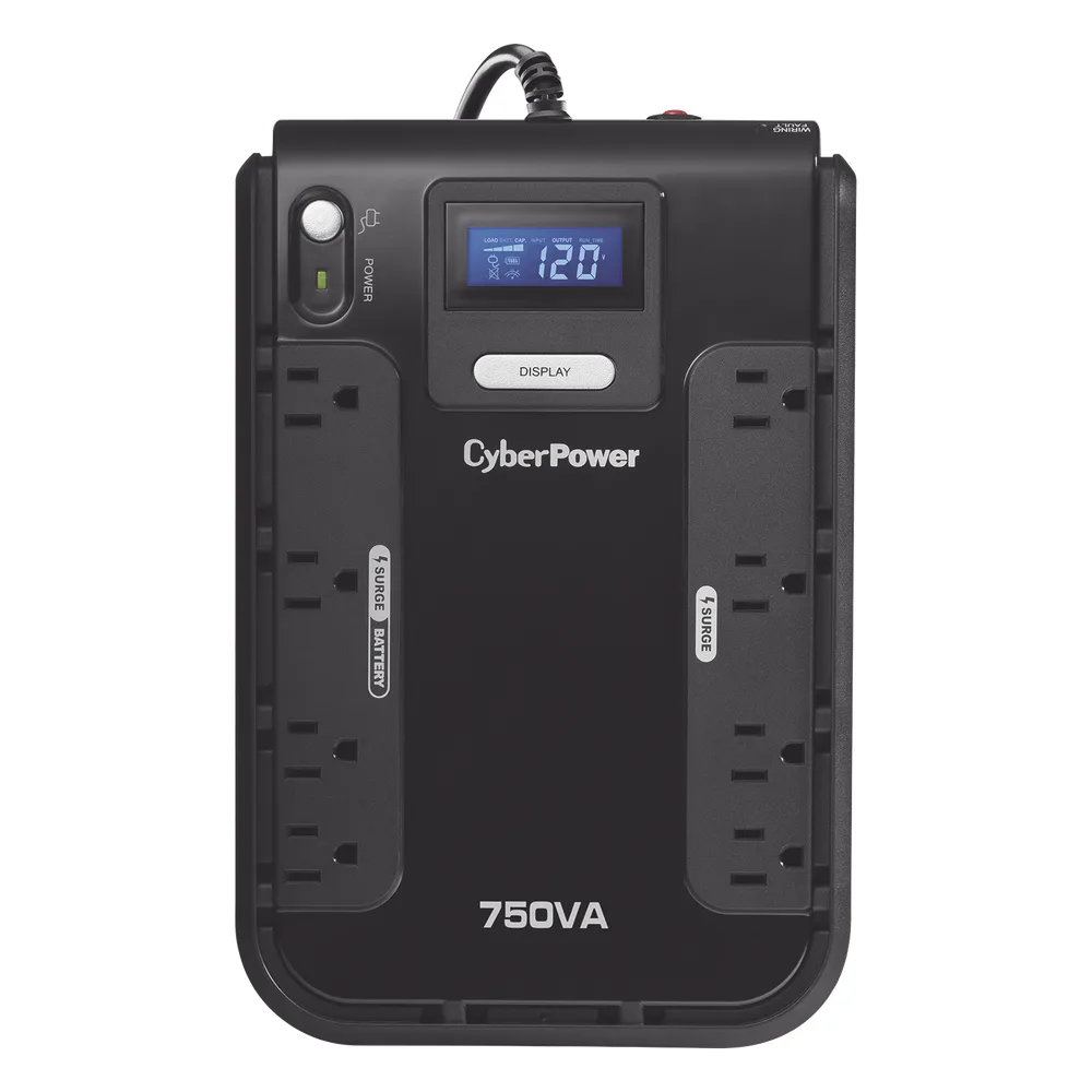 UPS de 750 VA/420 W, Topología Standby, Entrada 120 Vca NEMA 5-15P, Tipo Gabinete Compacto, Con 8 Tomas NEMA 5-15R – vista 2