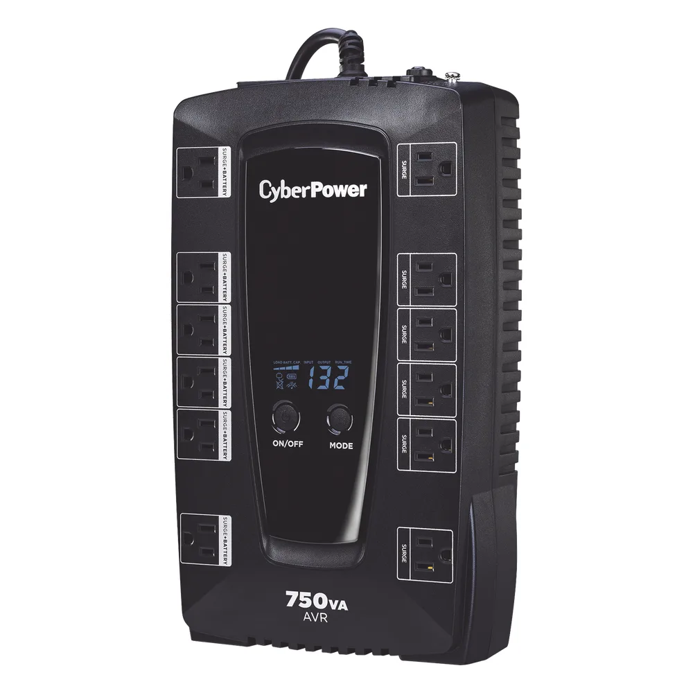 UPS de 750 VA/450 W, Topología Línea Interactiva, Entrada 120 Vca NEMA 5-15P, Tipo Gabinete Compacto, Con 12 Tomas NEMA 5-15R – vista 2
