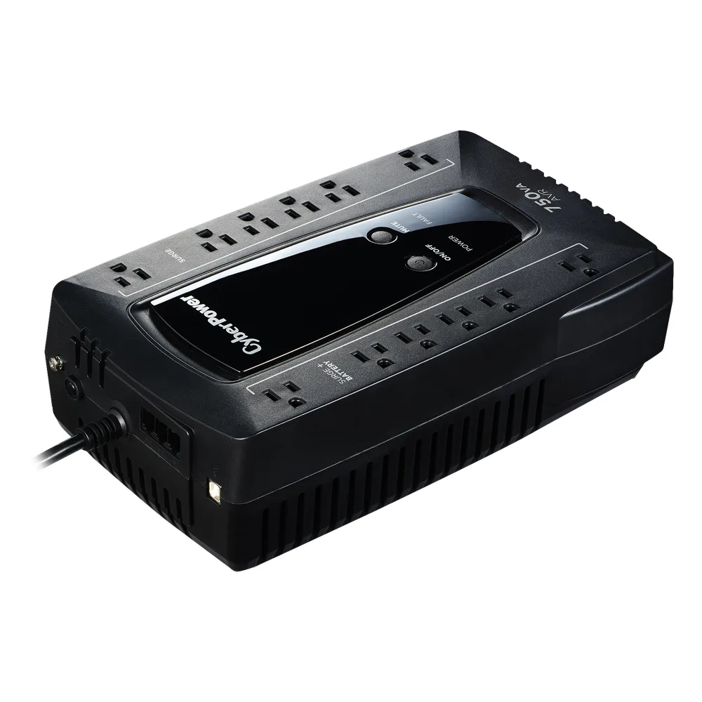 UPS de 750 VA/450 W, Topología Línea Interactiva, Entrada 120 Vca NEMA 5-15P, Tipo Gabinete Compacto, Con 12 Tomas NEMA 5-15R