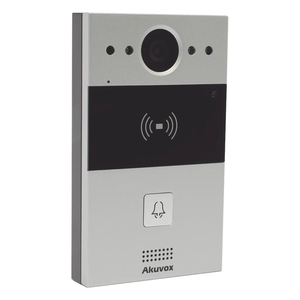 Videoportero de 1 Botón / Lector de Tarjetas MIFARE y PROX EM / Notificación a APP / 100% en la Nube / Notificación por Llamada Telefónica / SIP / ONVIF / IP65 / Cámara 2MP / Panel de Aluminio / Control de 2 Puertas – vista 3