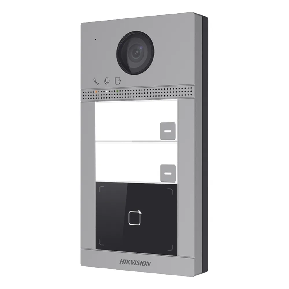Videoportero IP 2 Megapixel / Llamada y Apertura Remota desde App Hik-Connect (requiere monitor) / PoE / Exterior IP65 + Antivandalico IK08 / 2 Departamentos / Apertura con Tarjeta / Soporta 2 Puertas y hasta 6 Monitores – vista 4