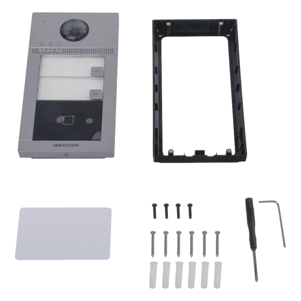 Videoportero IP 2 Megapixel / Llamada y Apertura Remota desde App Hik-Connect (requiere monitor) / PoE / Exterior IP65 + Antivandalico IK08 / 2 Departamentos / Apertura con Tarjeta / Soporta 2 Puertas y hasta 6 Monitores – vista 5