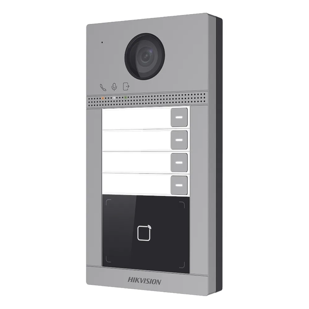 Videoportero IP 2 Megapixel / Llamada y Apertura Remota desde App Hik-Connect (Requiere monitor )/ PoE / Exterior IP65 + Antivandalico IK08 / 4 Departamento / Apertura con Tarjeta / Soporta 2 Puertas y hasta 6 Monitores – vista 4