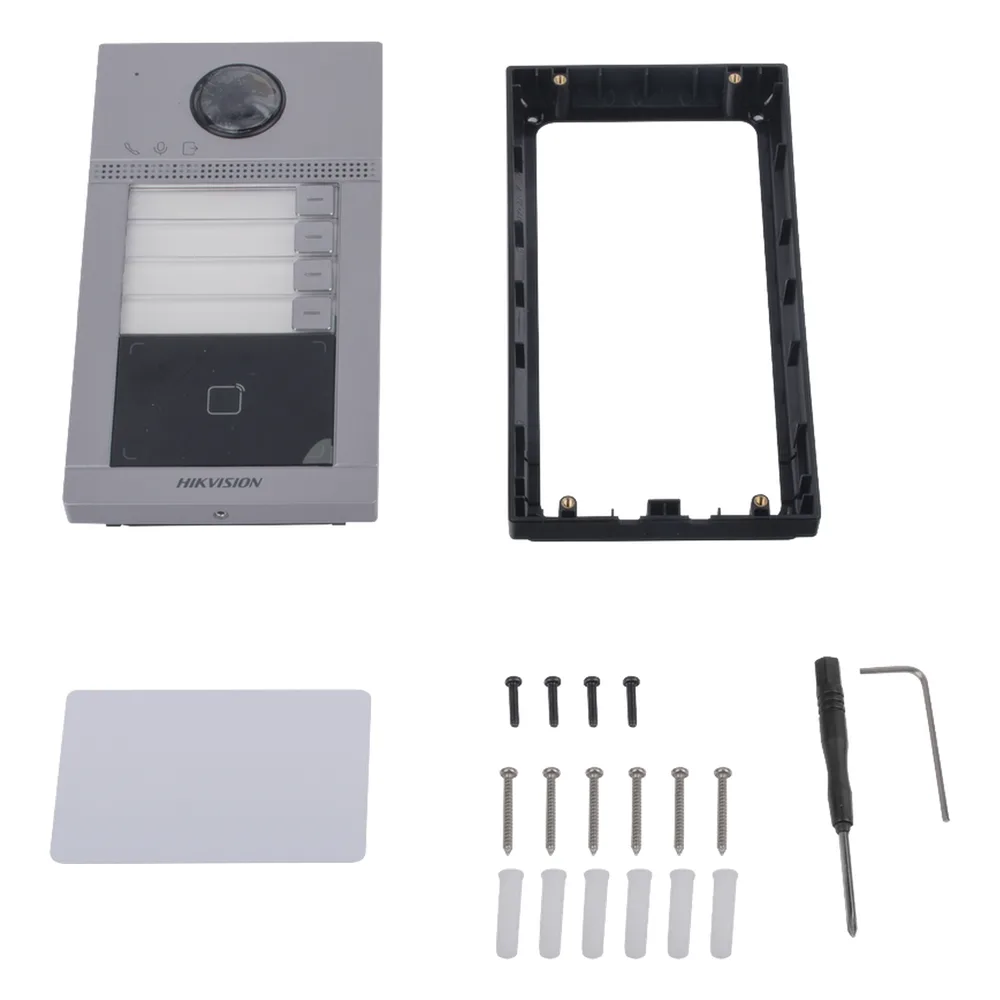 Videoportero IP 2 Megapixel / Llamada y Apertura Remota desde App Hik-Connect (Requiere monitor )/ PoE / Exterior IP65 + Antivandalico IK08 / 4 Departamento / Apertura con Tarjeta / Soporta 2 Puertas y hasta 6 Monitores – vista 5