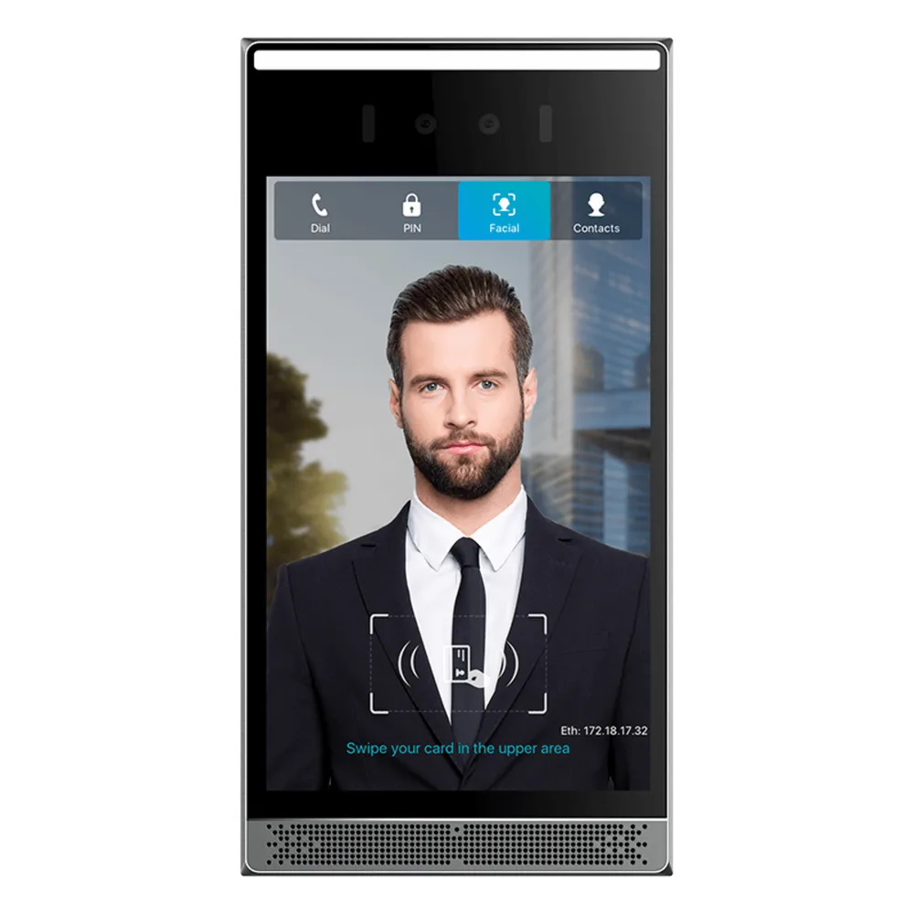 Videoportero SIP con Reconocimiento Facial / Pantalla Táctil IPS 8" / Cámara 2MP Lente Dual / BLE + Wiegand / Anti-Suplantación / IP66 IK07 / PoE – vista 2