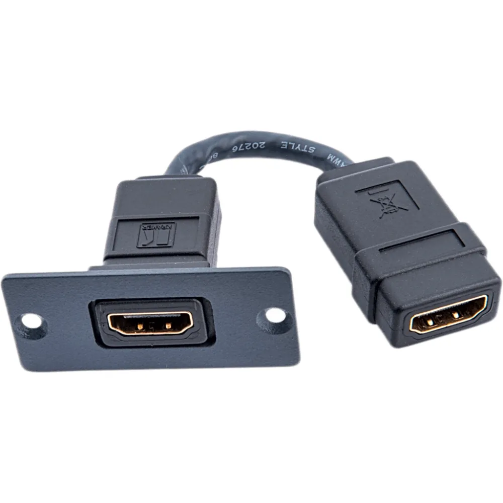 Wall Plate Inserción HDMI | Conexiones HDMI | Tamaño Espacio Simple | Negro