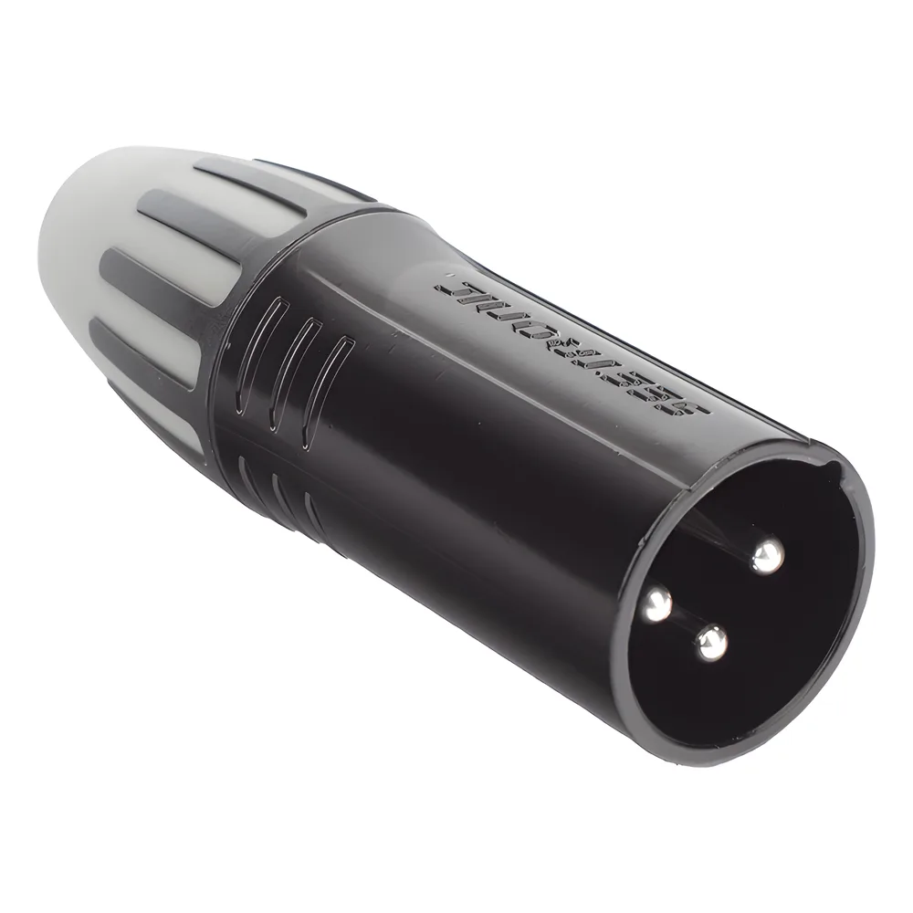 XLR conector de cable macho, carcasa enchapada en negro, contactos enchapados en plata – vista 3