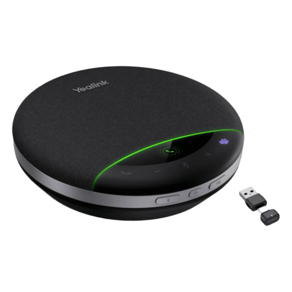 Yealink SP96, altavoz portátil con micrófono integrado, Bluetooth 5.3 con adaptador USB-C/A, alcance de captación de voz de 5 m, 26 horas de conversación, cancelación de ruido con IA.