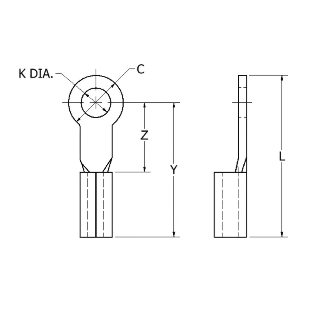 Zapata Terminal de Ojillo  para Tornillo 3/16" (5 mm) y Cable Calibre 16-14 AWG. – vista 2