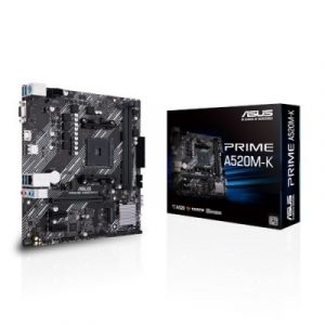 Motherboard ASUS A520M-K, DDR4, 64 GB, AMD, Socket AM4, m-ATX