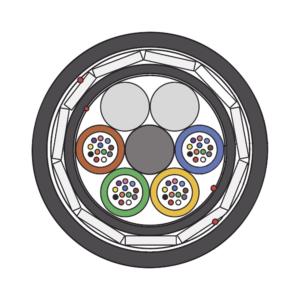 Kilómetro de Fibra Óptica Aérea (ADSS) G.652D Armada Anti roedor, Dieléctrica, Monomodo 48 Hilos, Span 200